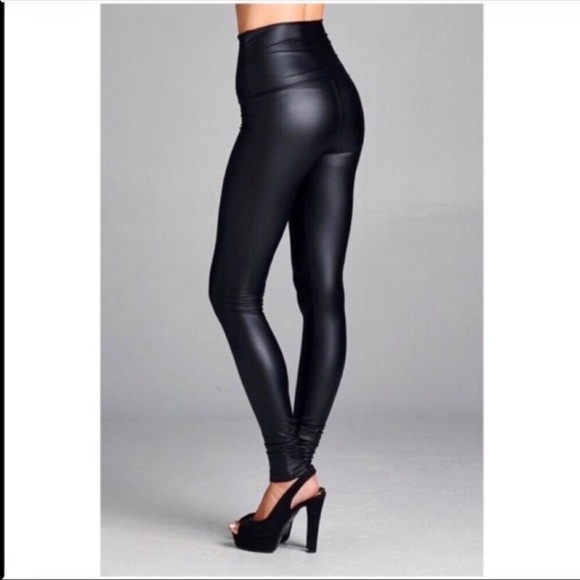 S-XL Avail! High Waisted Vegan Leather Leggings - Picture 4 of 7